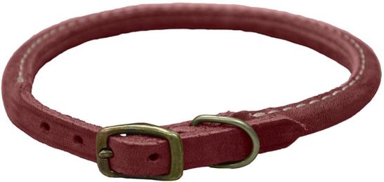Circle T Rustic Leather Dog Collar Brick Red (size: 3/8"W x 10"L)