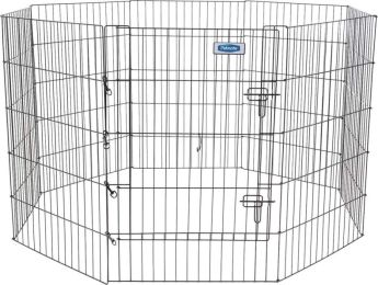 Petmate Exercise Pen Single Door with Snap Hook Design and Ground Stakes for Dogs Black (size: 36" tall - 1 count)