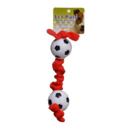 Li'l Pals Soccer Ball Plush Tug Dog Toy - Red, Black & White (size: Soccer Ball Plush Tug Dog Toy)
