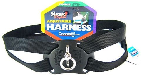 Coastal Pet Size Right Nylon Adjustable Harness - Black (size: Large (Girth Size 28"-36"))