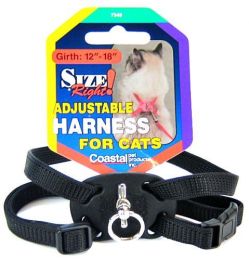Coastal Pet Size Right Nylon Adjustable Cat Harness - Black (size: Girth Size 12"-18")