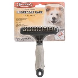 Evolution Undercoat Rake with Rotating Pins (size: Double Row - For Dense Coats - (5.5" Long x 4.5" Wide))