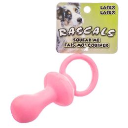 Rascals Latex Pacifier Dog Toy - Pink (size: 4.5" Long)