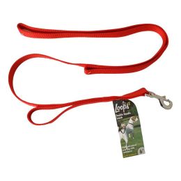 Loops 2 Double Nylon Handle Leash - Red (size: 6" Long x 1" Wide)