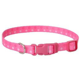 Pet Attire Styles Polka Dot Pink Adjustable Dog Collar (size: 8"-12" Long x 3/8" Wide)