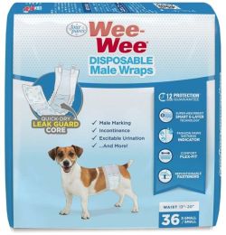 Four Paws Wee Wee Disposable Male Dog Wraps X-Small/Small (size: 36 count)