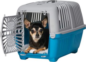 MidWest Spree Plastic Door Travel Carrier Blue Pet Kennel (size: X-Small - 1 count)