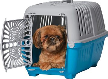 MidWest Spree Plastic Door Travel Carrier Blue Pet Kennel (size: Small - 1 count)