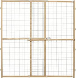 MidWest Wire Mesh Wood Presuure Mount Pet Safety Gate (size: 44" tall - 1 count)