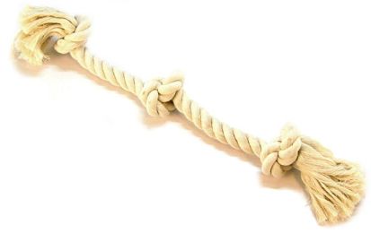 Flossy Chews 3 Knot Tug Toy Rope for Dogs - White (size: Large (25" Long))