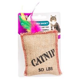 Spot Jute & Feather Sack with Catnip Cat Toy (size: Jute & Feather Sack)