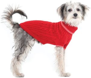 Fashion Pet Cable Knit Dog Sweater - Red (size: XX-Small (6"-8" From Neck Base to Tail))