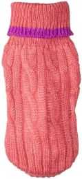 Fashion Pet Cable Knit Dog Sweater - Pink (size: XX-Small (6"-8" From Neck Base to Tail))