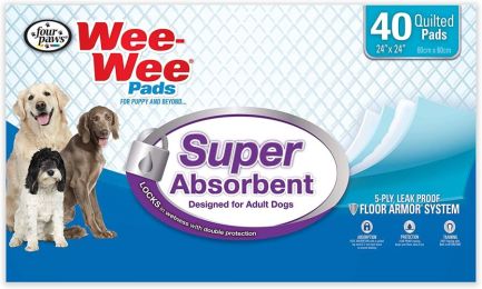 Four Paws Wee Wee Pads - Super Absorbent (size: 40 Pack - (24"L x 24"W))