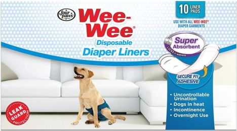 Four Paws Wee Wee Super Absorbent Disposable Diaper Liners (size: 10 Pack - (Fits All Garment Sizes))