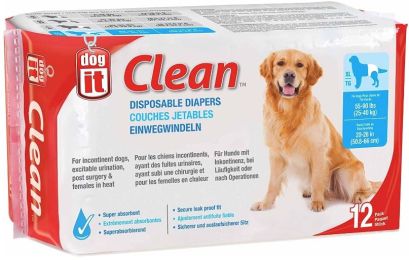 Dog It Clean Disposable Diapers (size: X-Large - 12 Pack - 55-90 lb Dogs - (20-26" Waist))
