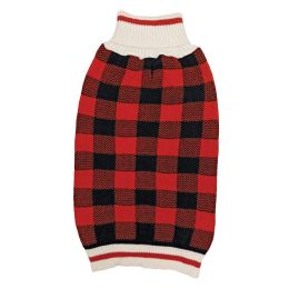 Fashion Pet Plaid Dog Sweater - Red (size: Large (19"-24" Neck to Tail))