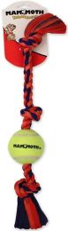 Mammoth Pet Flossy Chews Color 3 Knot Tug with Tennis Ball - Assorted Colors (size: Mini (11"L))
